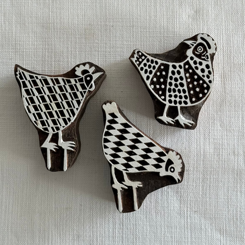 Chickens B Block Printing Stamps