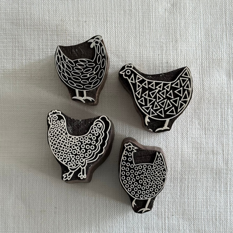 Chickens D Block Printing Stamps